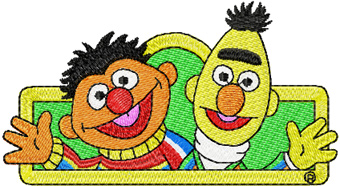 Ernie and Bern machine embroidery design
